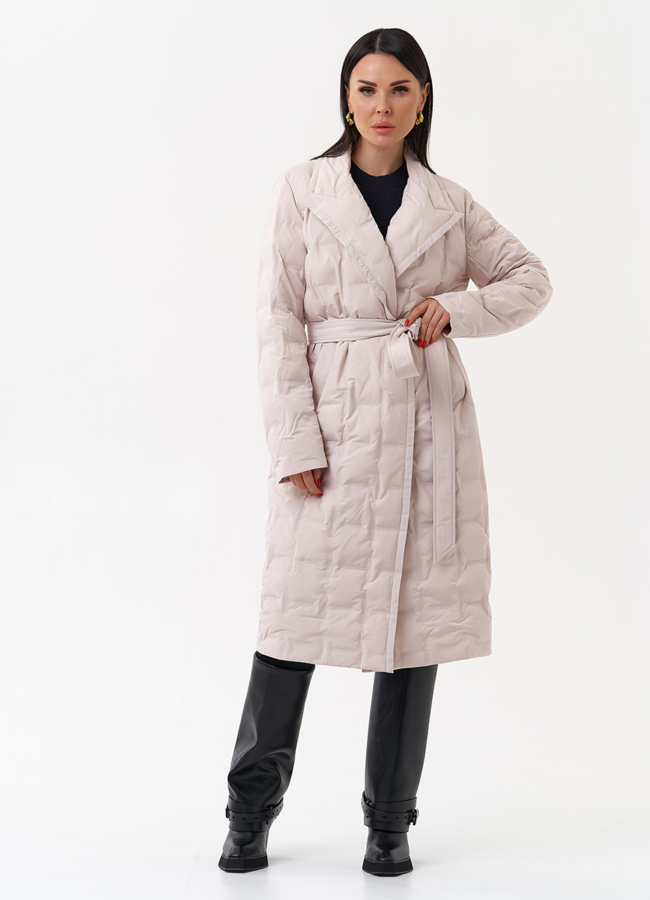 Женское утепленное пальто с английским воротником модель № 29898 меха малина