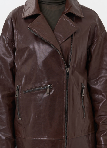 Куртка кожаная женская коричневая