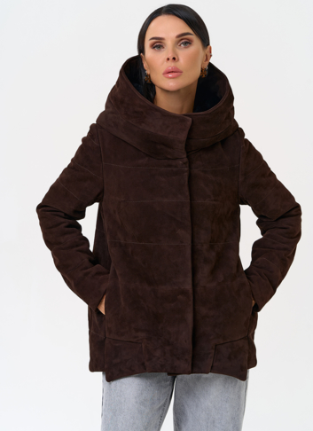 Куртка с капюшоном из натуральной замши