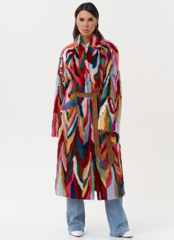 Норковая шуба в стиле пэчворк