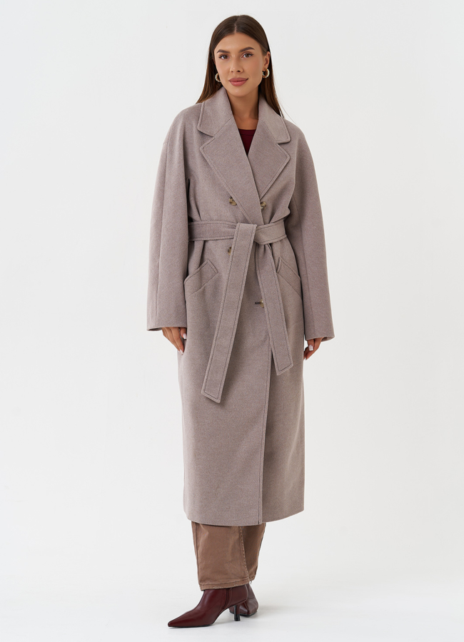 Светлое пальто с английским воротником модель № 28278 в кредит