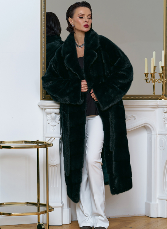 Зеленая шуба из норки