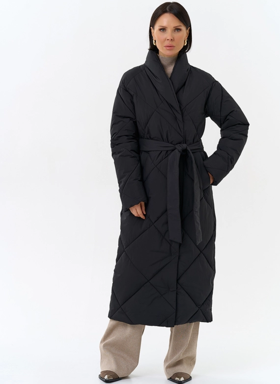 Женский пуховик с воротником шаль