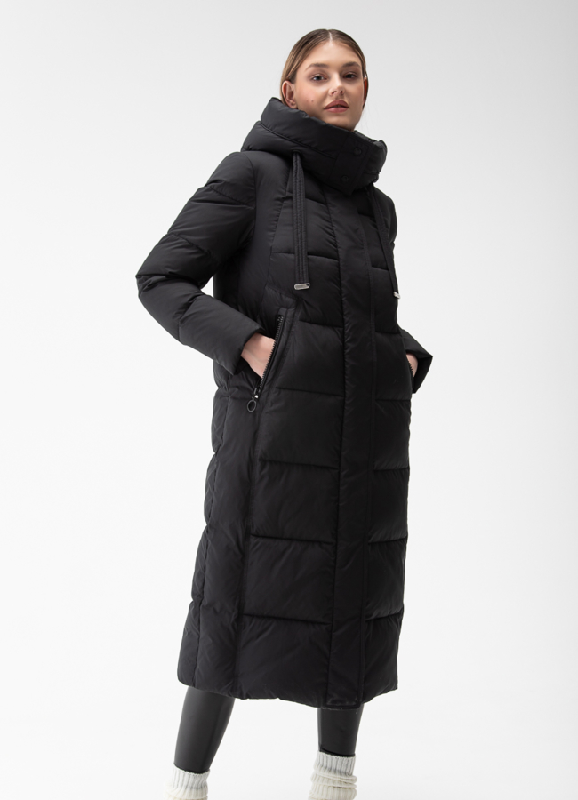 Женский пуховик с капюшоном  модель № 28383 меха малина