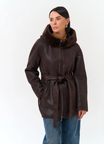 Женская дубленка из эко замши