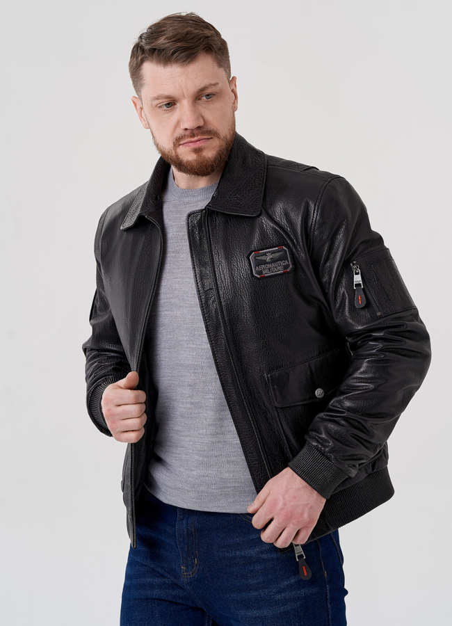 Мужская куртка - пилот из натуральной кожи модель № 24396 универмаг малина