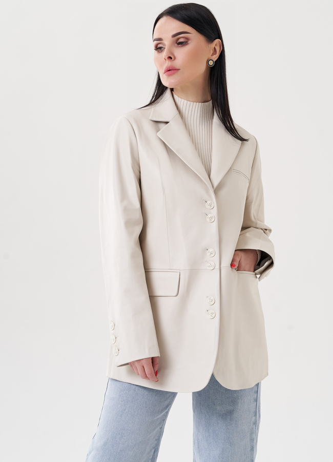 Женский пиджак из натуральной кожи  модель № 24482 универмаг малина