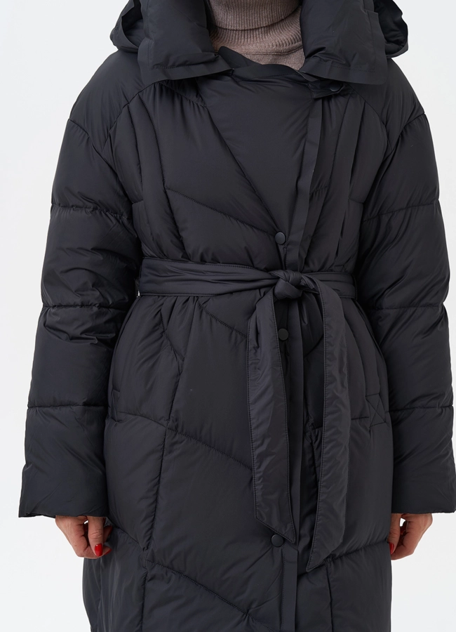 Женский пуховик с капюшоном  модель № 28962 универмаг малина