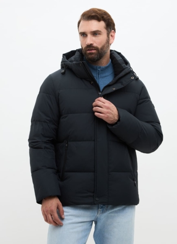 Мужской пуховик с капюшоном больших размеров Мужской пуховик с капюшоном больших размеров