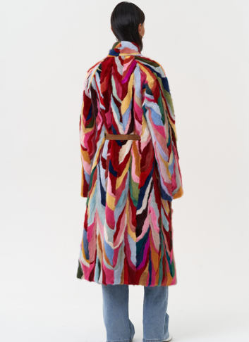 Норковая шуба в стиле пэчворк