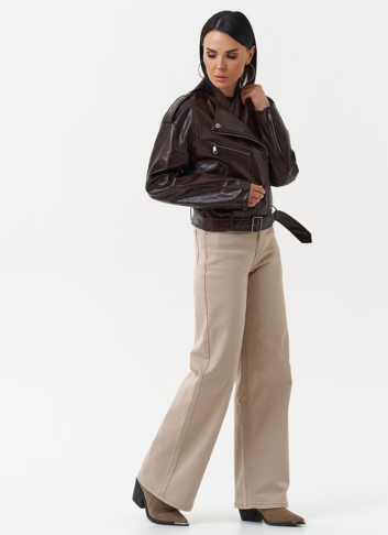 Куртка косуха из эко кожи коричневого цвета