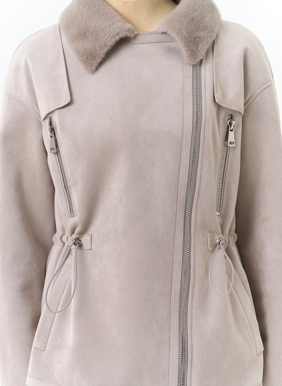 Женская дубленка из эко замши