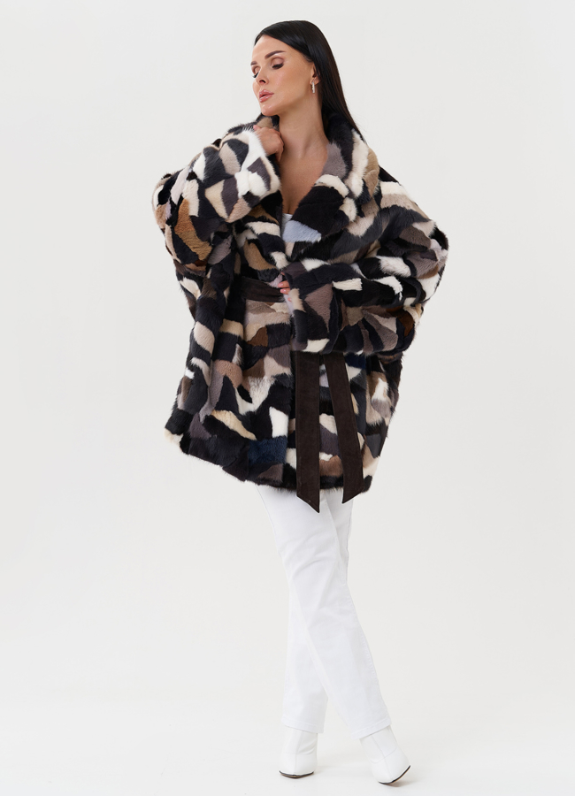 фото Шуба из меха норки с английским воротником модель № 27628