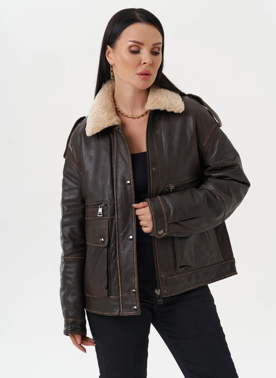 Кожаная куртка-пилот  фото