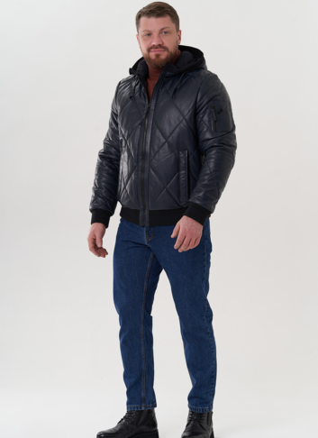 Куртка из натуральной кожи синего цвета