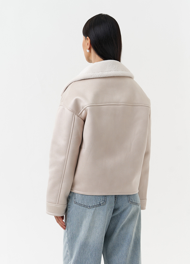 фото Короткая дубленка из эко замши модель № 30206