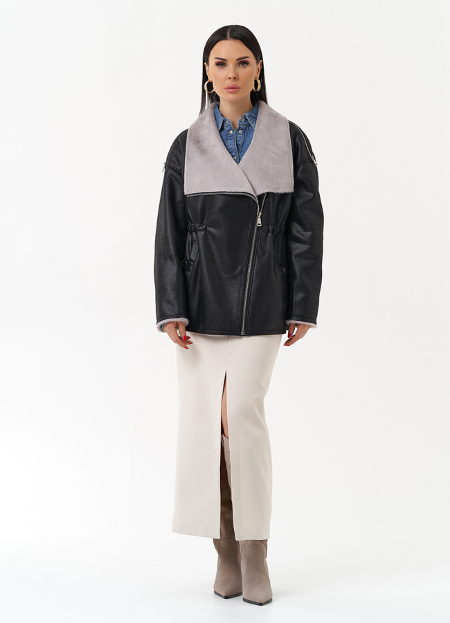 Женская дубленка из эко замши  модель № 29982 универмаг малина