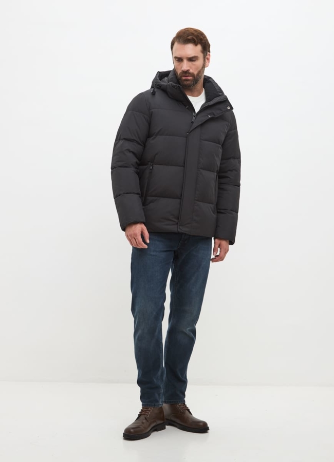 Мужской пуховик черного цвета  модель № 32033 в кредит