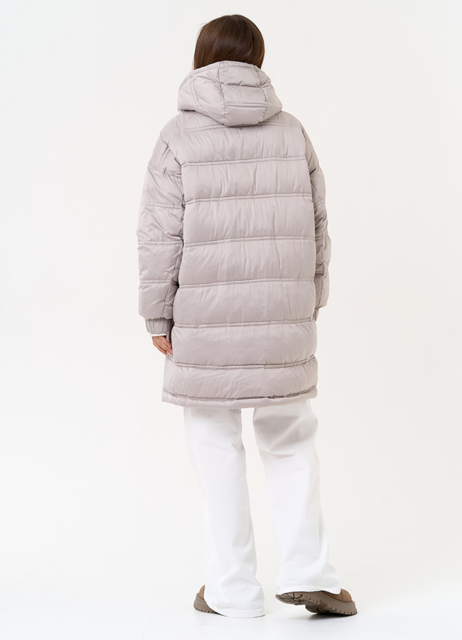 Женский светлый пуховик с капюшоном модель № 31585 в кредит