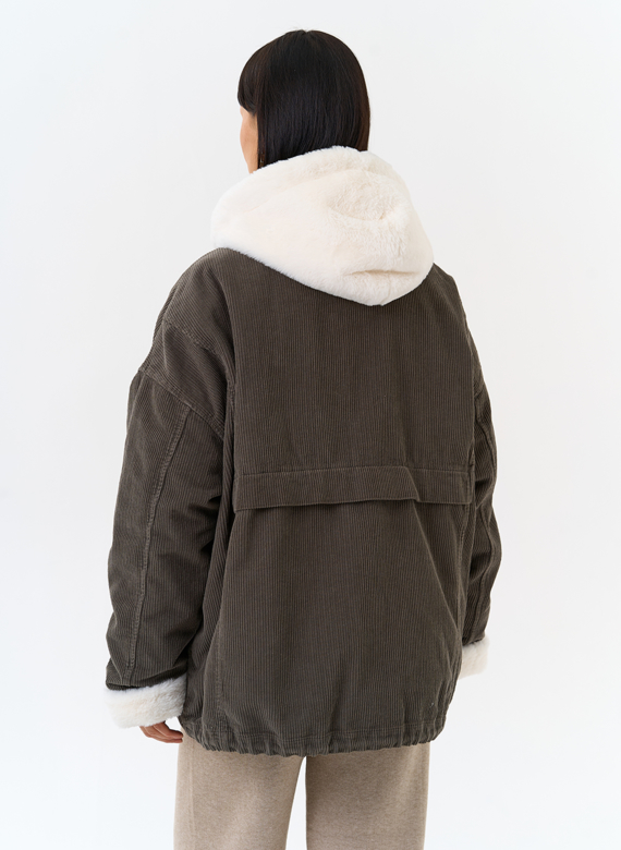 Женская утепленная куртка с отделкой из эко меха