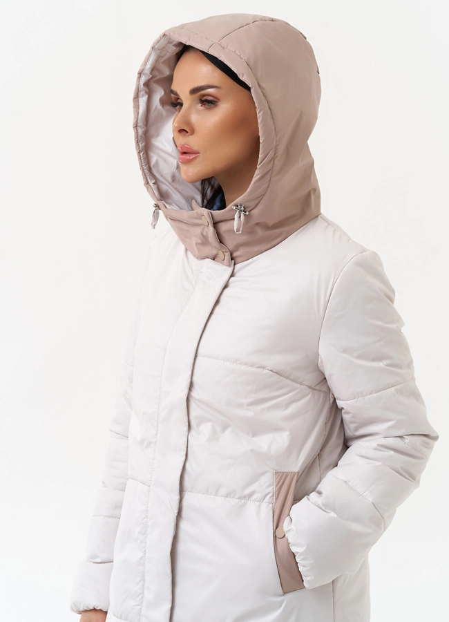 Женское утепленное полупальто с капюшоном модель № 30090 универмаг малина